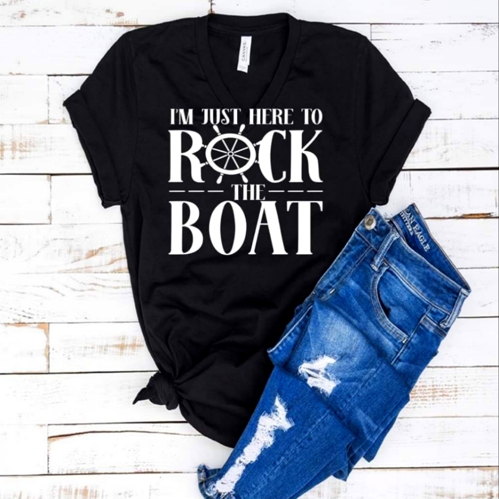I'm just here to rock the boatfunny graphic tee Unisex tee.  You pick size